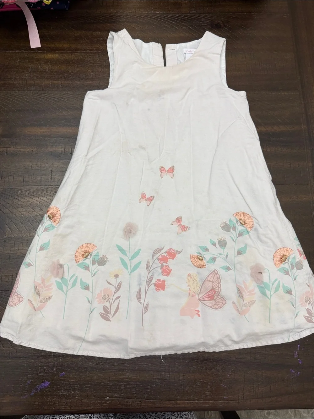 Gymboree Cream Sleeveless Dress with Pink & Mint Floral Print